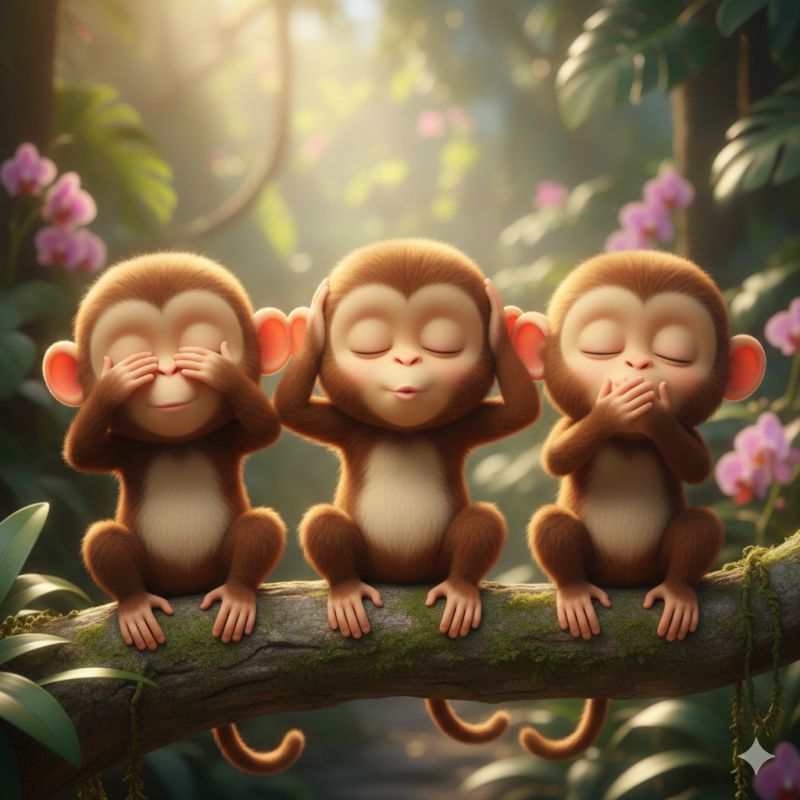 See no evil.Speak no evil. Hear no evil .